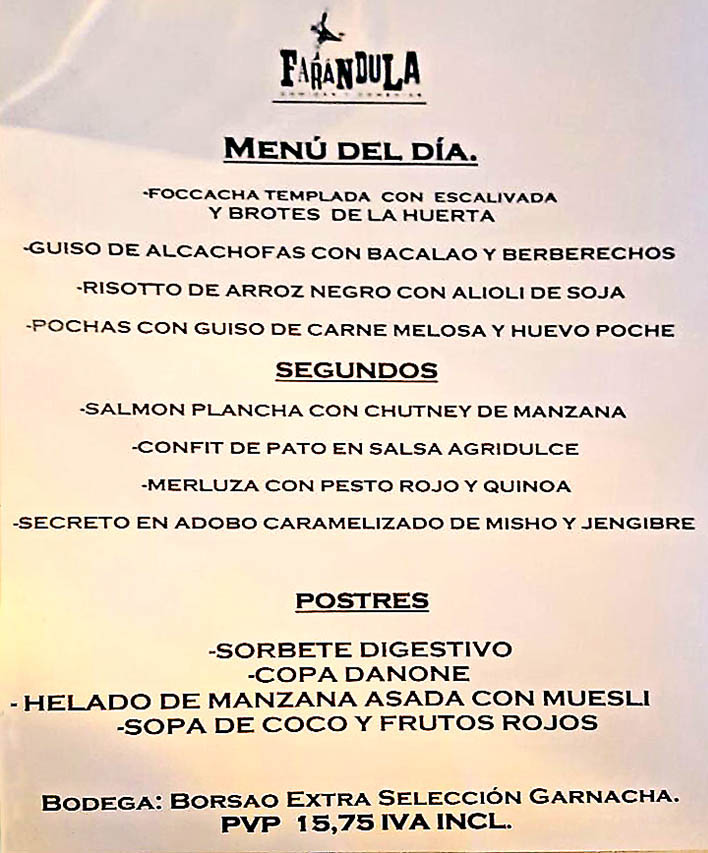 Menu del dia